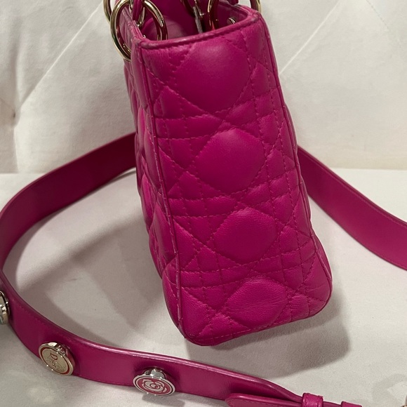 Lady Dior Pink Small Quilted with gold tone hardware pins strap - Picture 4 of 10